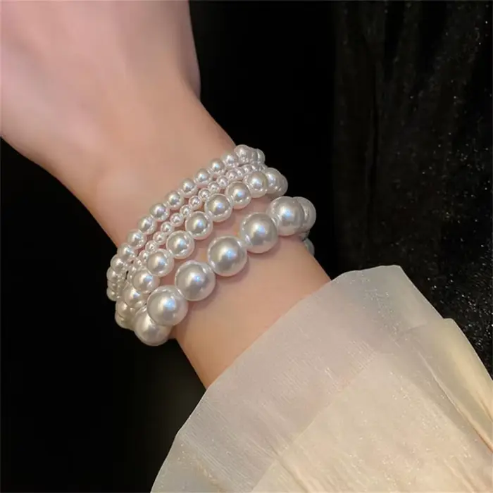 Bracelet de perles d'imitation rétro Simple pour femmes