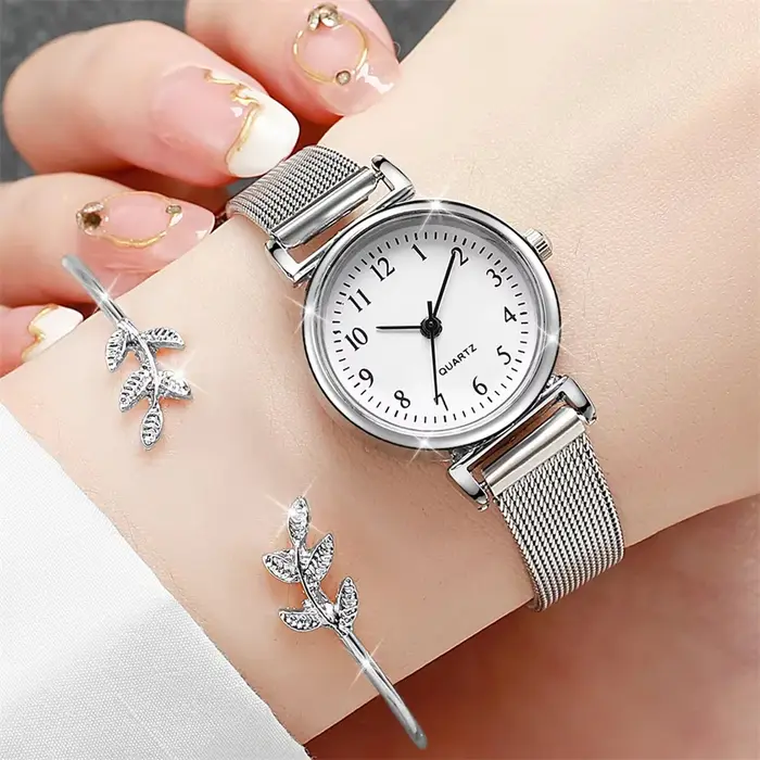 Femmes Montre de mode Bracelet décontracté montres ensemble dames Simple cadran Quartz