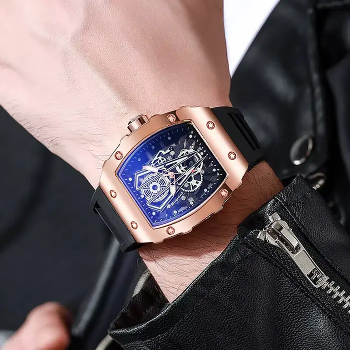 1/2 pièces mode hommes montres de luxe grand cadran montre à Quartz décontracté bracelet en Silicone