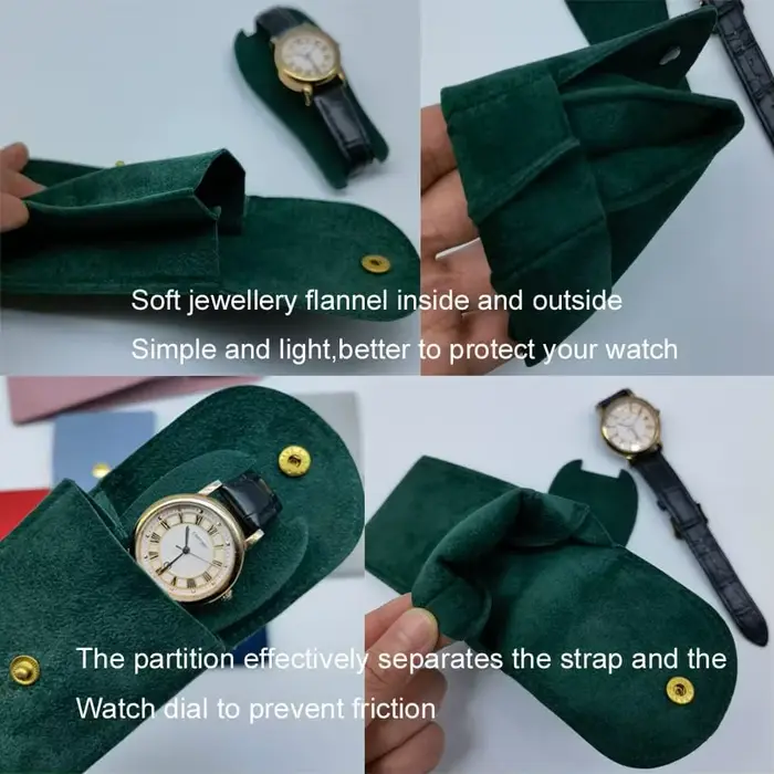 Pochette de rangement portable en tissu flanelle pour montre