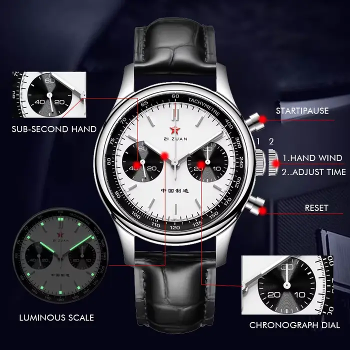 Red Star KrasnoMens-Montre-bracelet mécanique chronographe