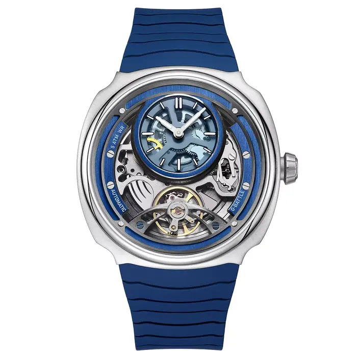 Montre automatique squelette pour homme avec grand boîtier en acier inoxydable