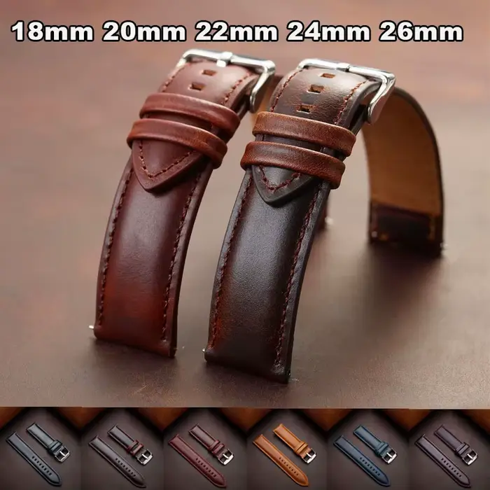 18mm 20mm 22mm 24mm 26mm bracelet de montre en cuir véritable à dégagement rapide