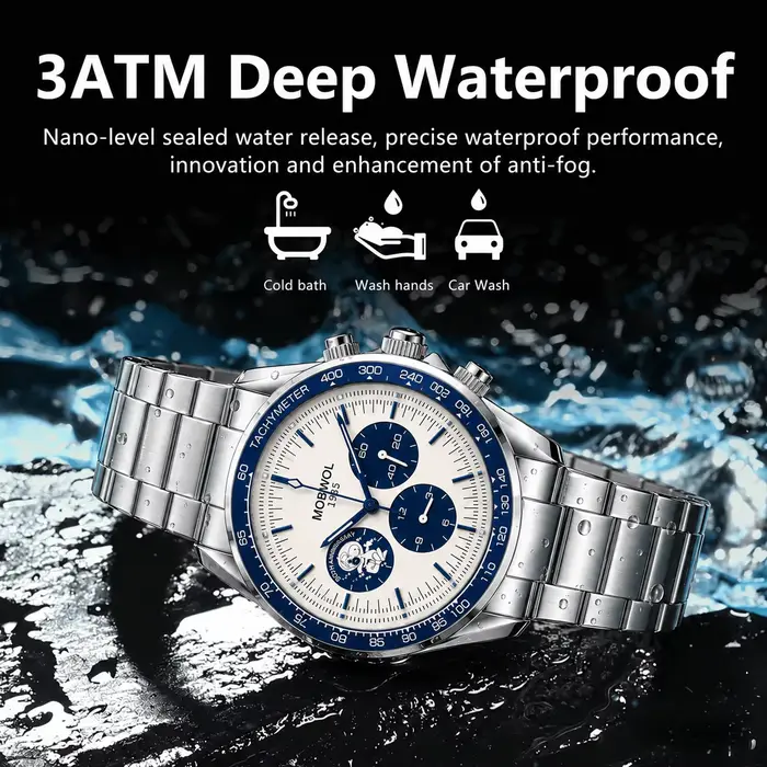 Montre en acier inoxydable à quartz pour hommes résistante à l'eau et aux chocs pour activités quotidiennes et sportives