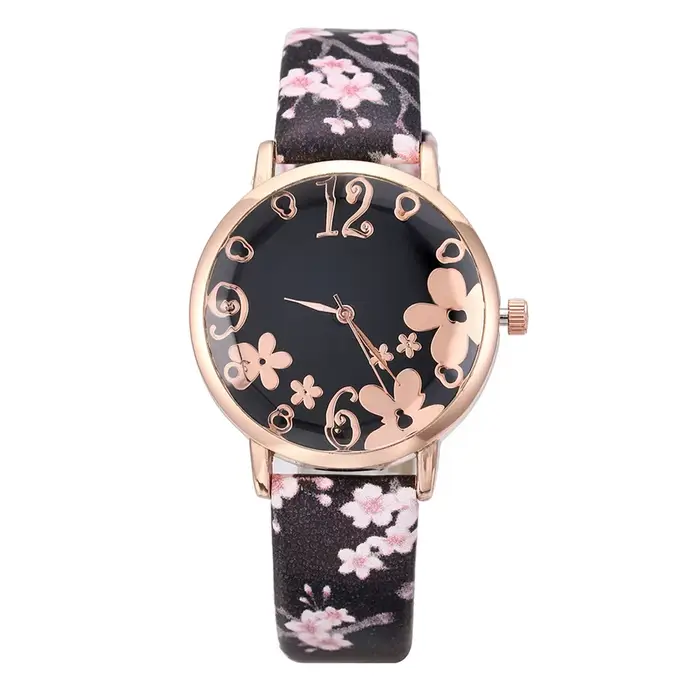 Montre pour femmes avec des fleurs colorées