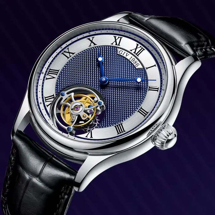 Seton-Montre Mécanique Tourbillon Volant pour Homme