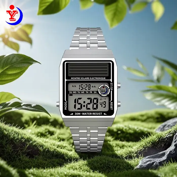Montre électronique multifonction solaire rétro à la mode