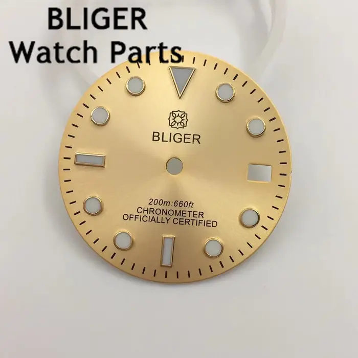 BLIGER-Cadran de Montre Shoous en Or Rose, Adapté au Mouvement NH35, 29mm