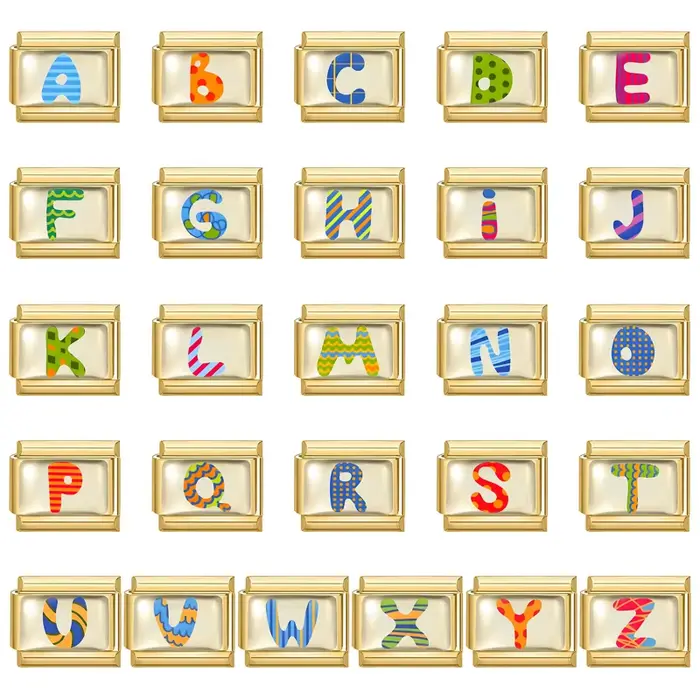 Bracelet italien coloré 26 lettres anglaises