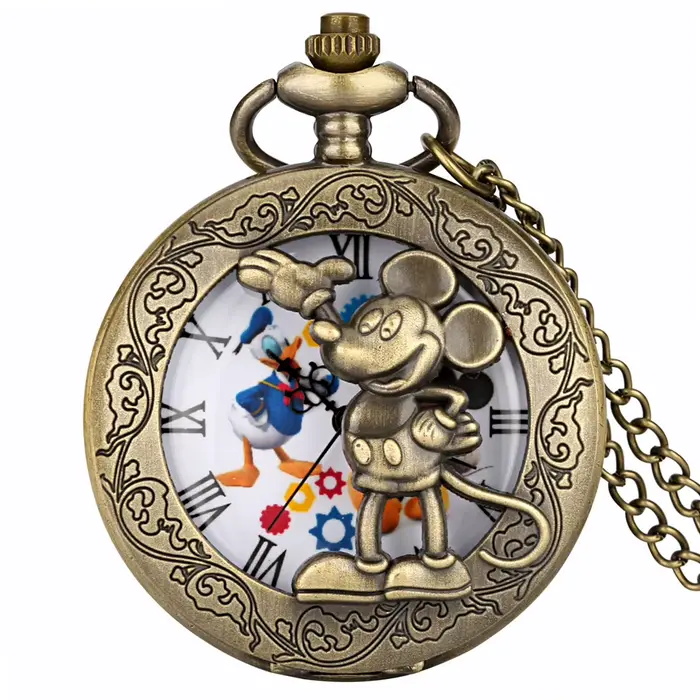 Montre de Poche à Quartz Anime Creuse en Bronze, Pendentif de Bande Dessinée, FOB Antique, Collier d