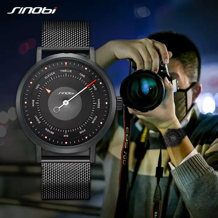 Sinobi mode montre pour hommes créatif décontracté militaire lumineux étanche en acier inoxydable montre-bracelet à