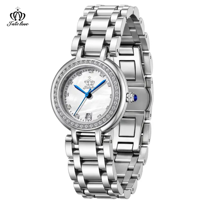 Montre étanche pour femme Fate Love, cadran circulaire, mouvement à quartz en nacre, design élégant,