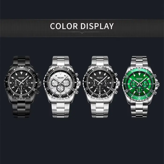 Montre à quartz en acier inoxydable pour homme