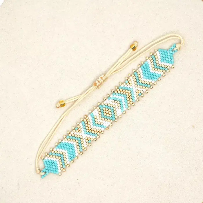 Bracelet de perles de riz tricot à la main vague graphique mode perlée géométrie Simple bohême femme mâle