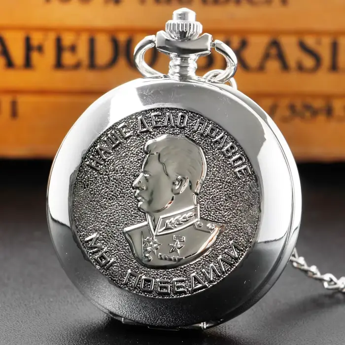 Montre à gousset — Montre de poche unisexe en argent Vintage, Design Vintage, chaîne à Quartz, pende