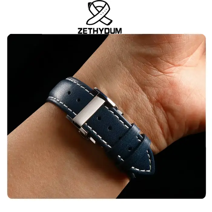 Bracelet de Montre en Cuir group Bleu