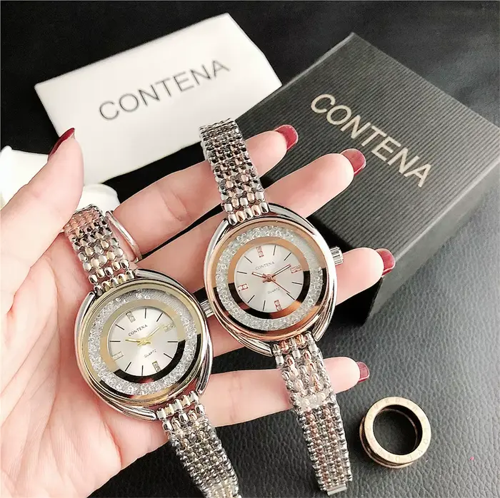 Nouvelle montre pour femmes haut de gamme de luxe en acier inoxydable cadran strass montre-bracelet résistant à l'eau