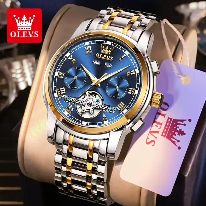 OLEVS 6607 montre automatique de luxe pour hommes évider squelette