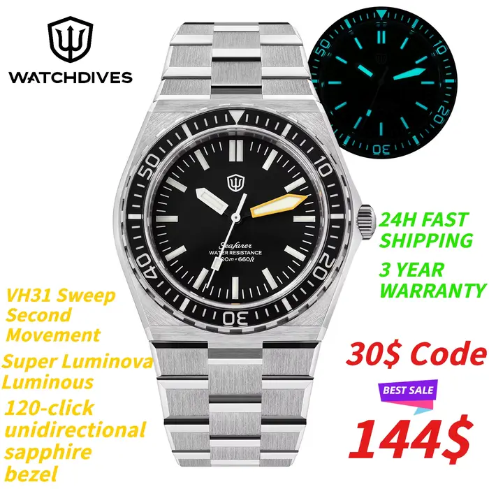 Watchdives WD0017 Montre de plongée à quartz 41 mm