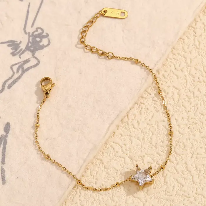 Élégant étoile étincelante chaîne mince bracelets sans ternissement étanche bracelet en acier inoxydable bijoux à la