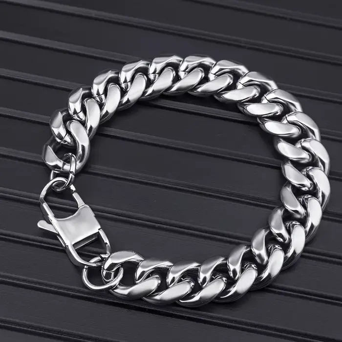 Bracelet à maillons cubains en acier inoxydable 316L, chaîne épaisse et lourde pour hommes, bijoux,