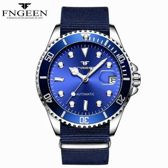 Montre automatique en toile verte armée pour hommes