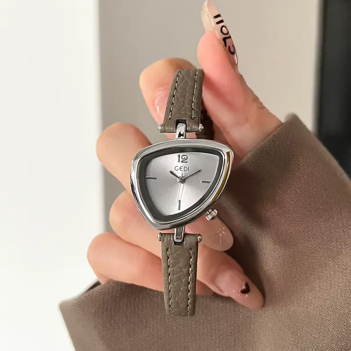 GEDI montre Vintage en cuir léger luxe Simple Unique cadran irrégulier dames montres élégant Quartz étanche montre-bracelet pour femme