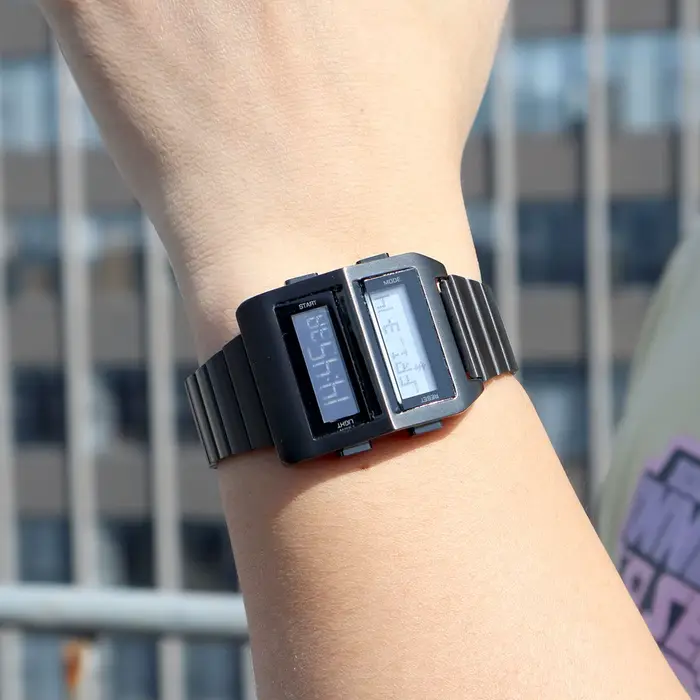 MEGIR rétro Cyberpunk pilote montre électronique pour hommes montre-bracelet de sport avec mouvement