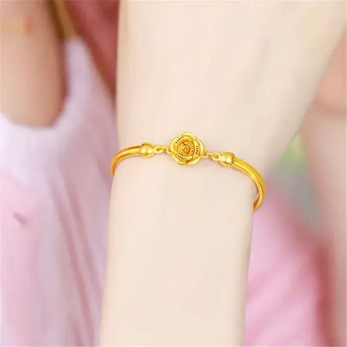 Bracelet Rose couleur or véritable 18 KT pour femmes
