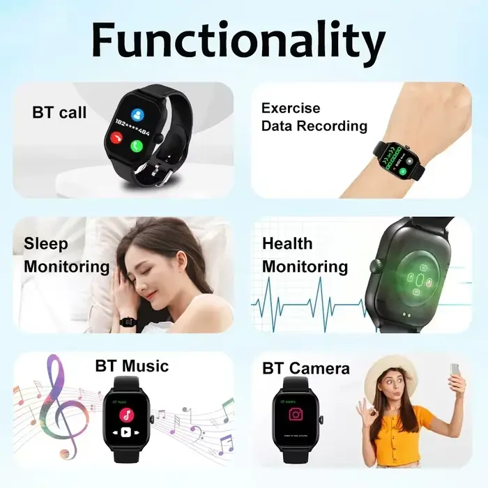 Montre intelligente CHAONB avec suivi de fitness, tracker de sommeil, résistance aux chocs, bracelet en gel de silice pour homme et femme occasions spéciales activité sportive