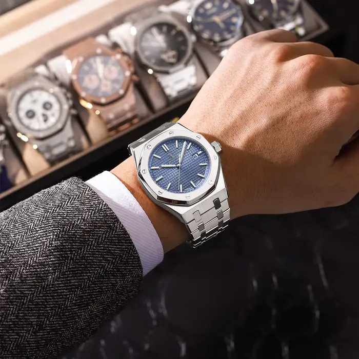 POEDAGAR Original luxe homme montre Date lumineux étanche en acier inoxydable hommes montre-bracelet mode affaires