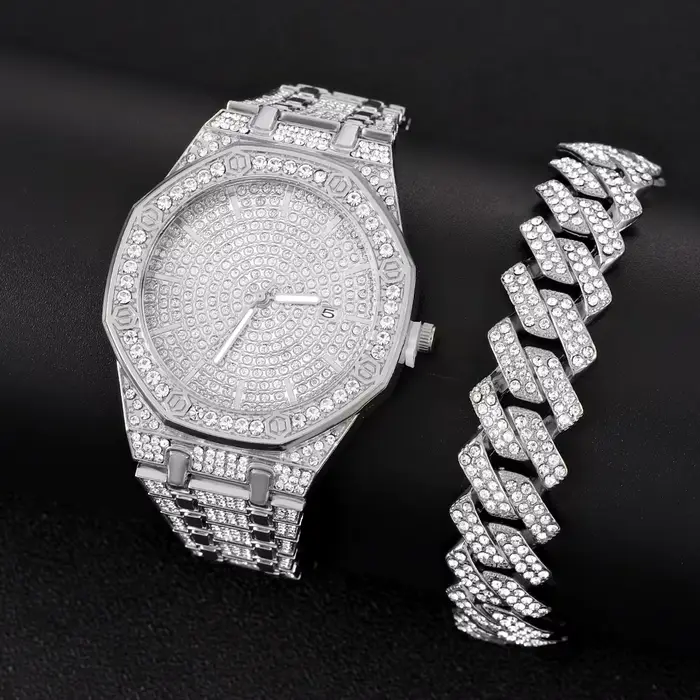 Montre glacée pour hommes