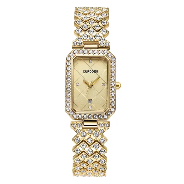 Istro DDEN-Montre à quartz rectangulaire pour femme, bracelet en alliage, diamant, argent, luxe, mod