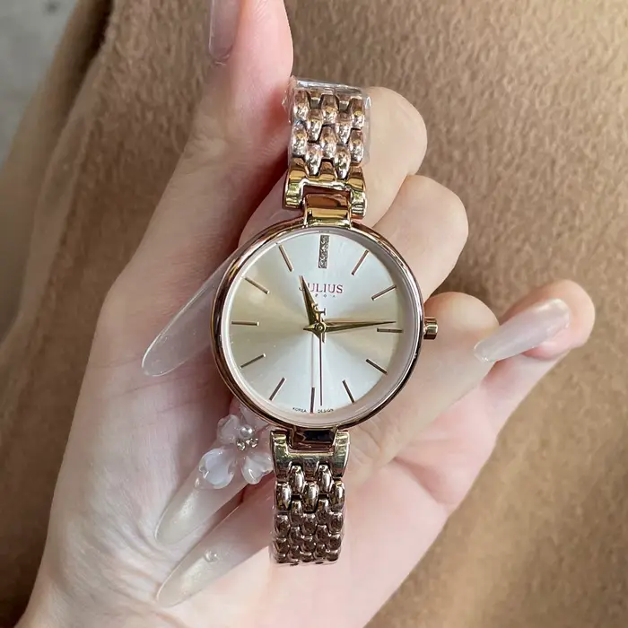 Montre en or rose pour femme – Montre-bracelet à quartz de qualité supérieure de style vintage pour 