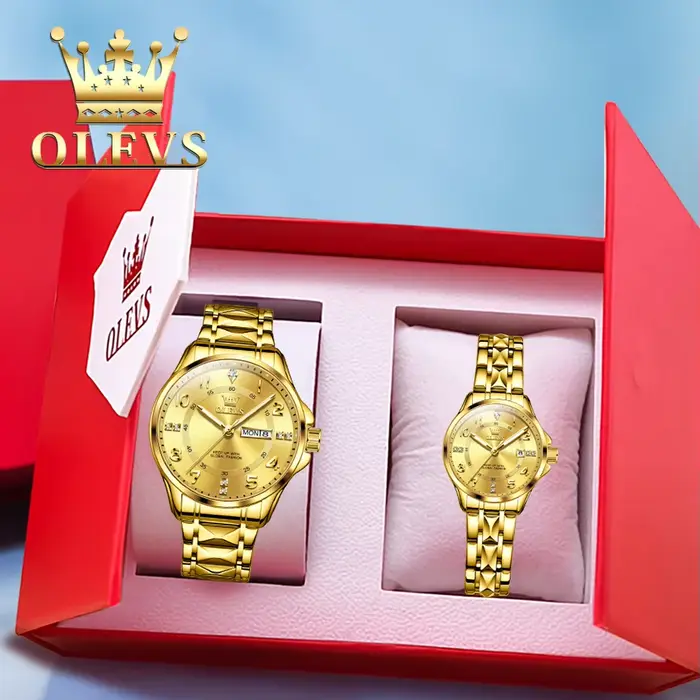 OLEVS marque de luxe Couple montre classiques double calendrier montre-bracelet pour hommes et femmes étanche amoureux