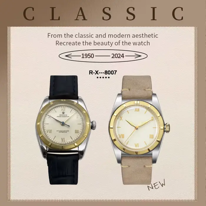 Hestur montre pour hommes pour mouvement mécanique automatique PT5000/SW200 cristal bulle dos 36mm Couple Simple Antique peau de vache 10bar