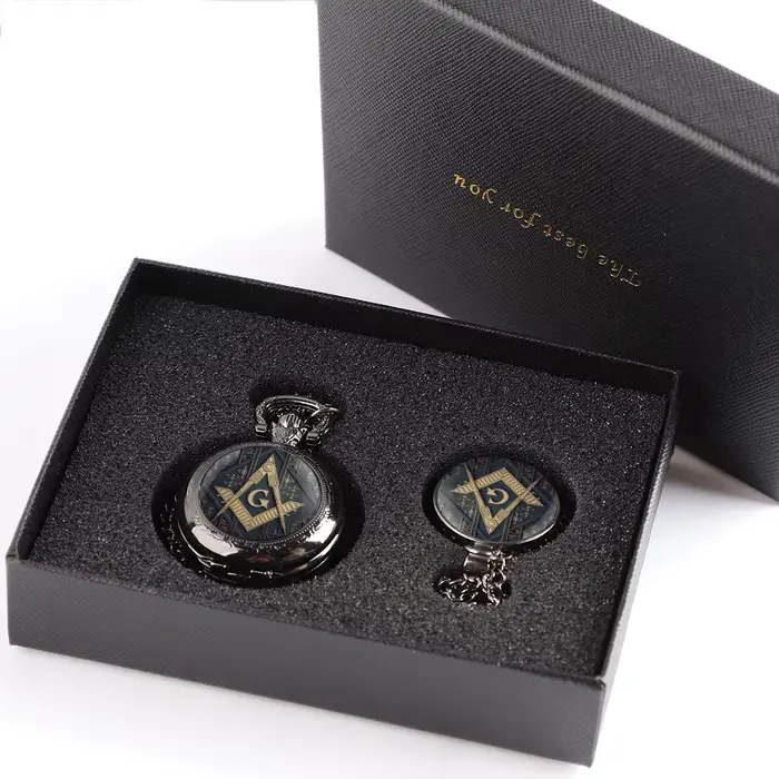 Montre de poche délicate de haute qualité, coffret cadeau avec boîte, conception de maçonnerie, coll