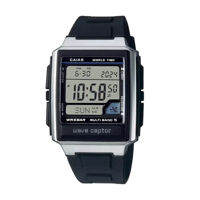 Montre numérique multifonction rétro CAIAS pour homme avec synchronisation automatique et résistance à l'eau 50 mètres occasions spéciales