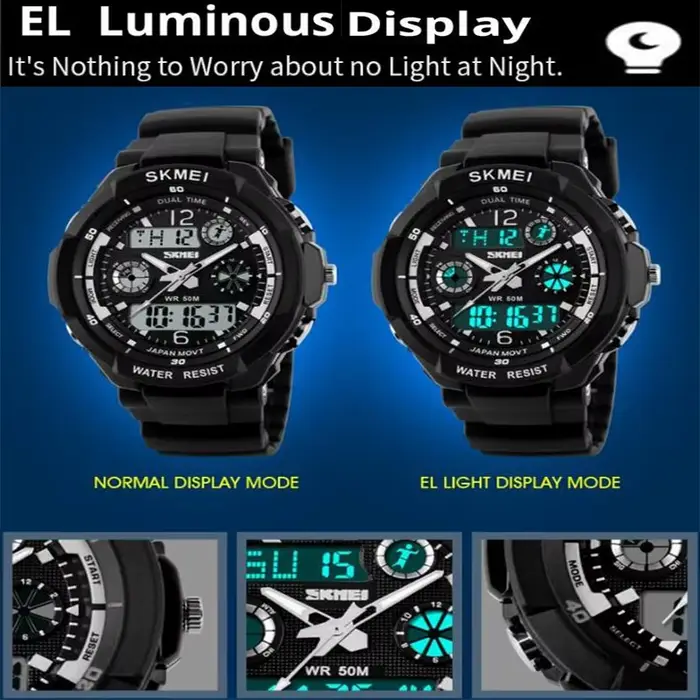 Skmei montres de Sport numériques pour enfants garçon fille mode double temps
