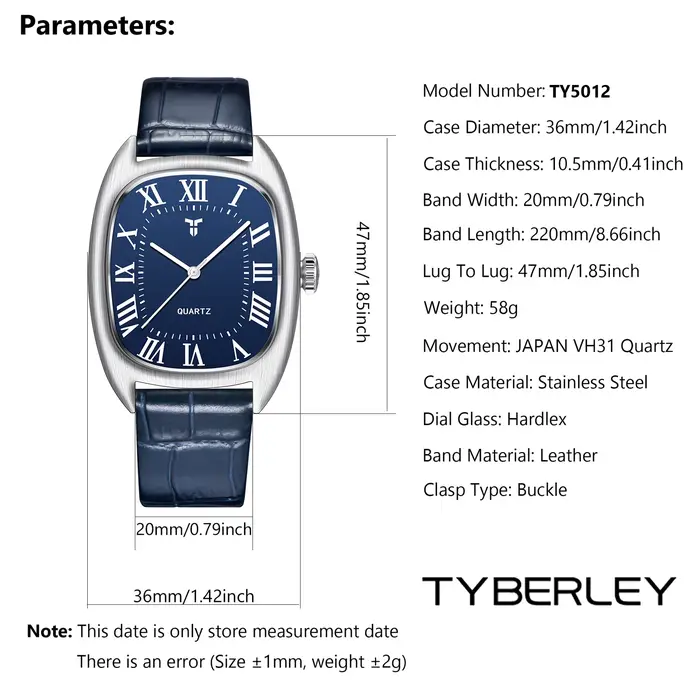 Montre Pagani Design TYBERLEY 2026 Quartz Sportive Élégante pour Hommes Occasions Spéciales Polyvalente Cuir Bronze Café Ivoire Multicolore Rose
