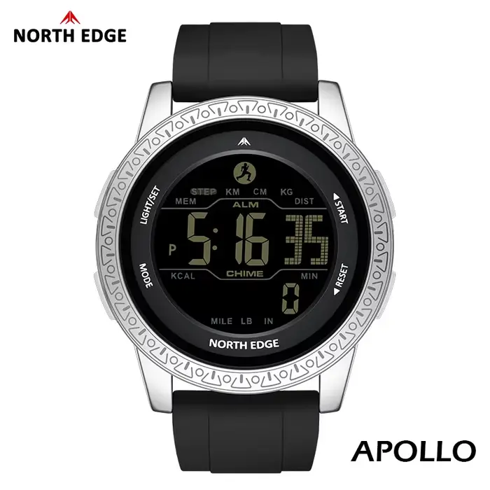 Montre NORTH EDGE APOLLO résistante à l'eau pour homme et femme avec double fuseau horaire et fonctions de fitness pour sportifs et occasions spéciales