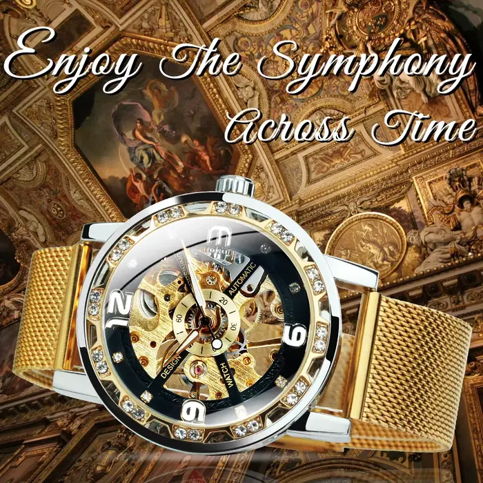Montre mécanique squelette classique pour homme