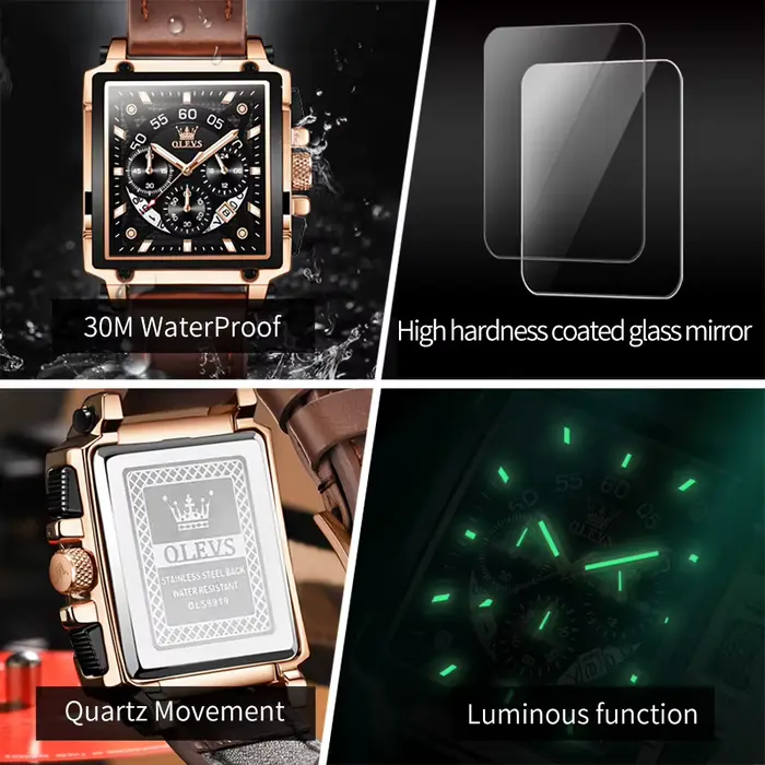 OLEVS 9919 meilleure vente montres à Quartz originales pour hommes bracelet en cuir chronographe Date automatique