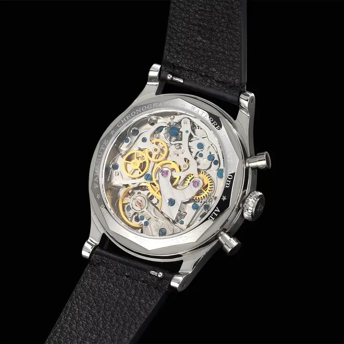 Montre LOBINNI homme chronographe 38mm ventilateur manuel acier inoxydable bracelet cuir pour occasions spéciales professionnel quartz saphir