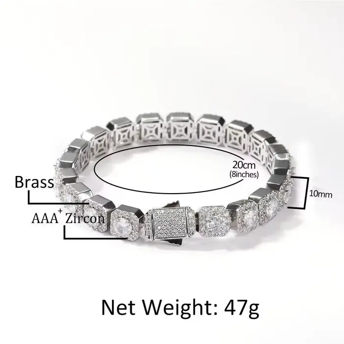 Bracelet hip-hop européen et américain en cuivre incrusté de zircon en forme de fleur chaîne de bonbons rock