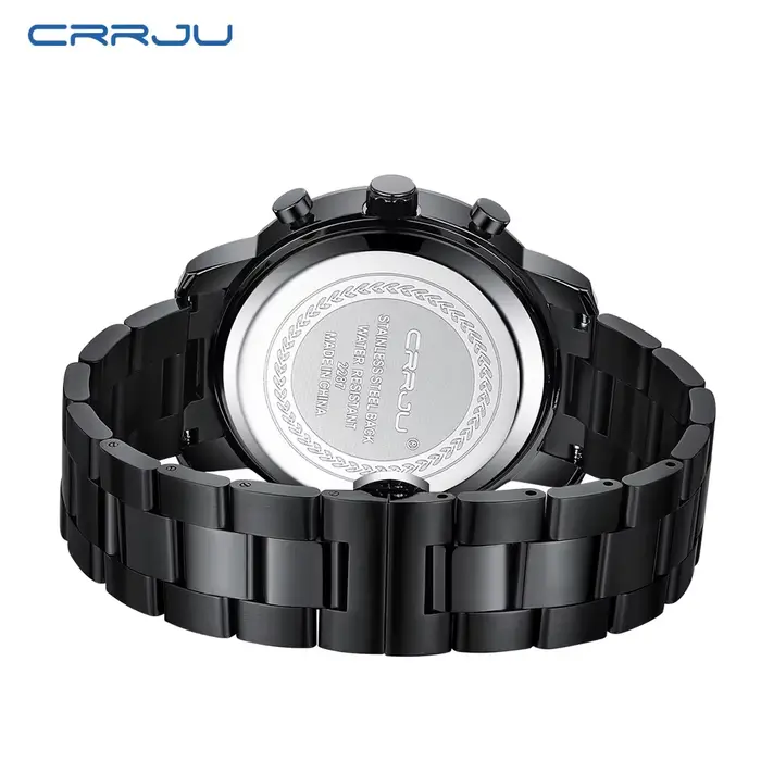 CRRJU montre hommes en acier inoxydable chronographe montres