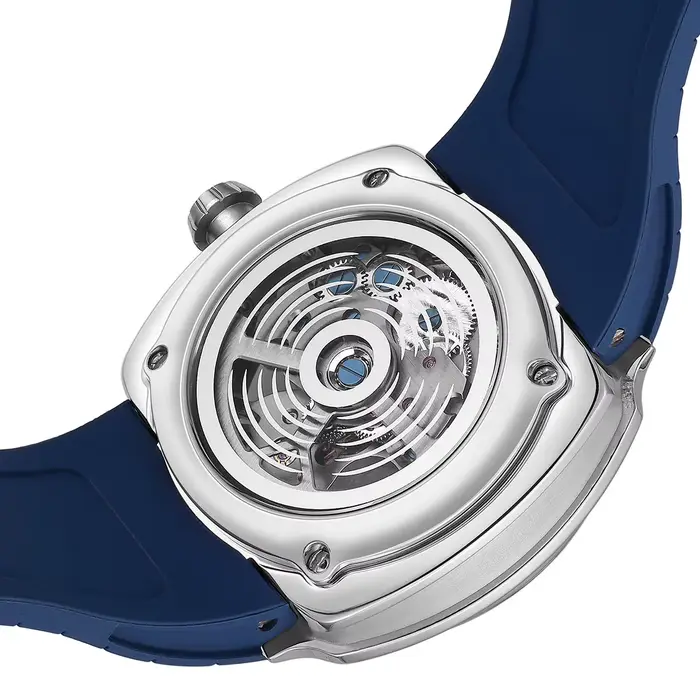 Montre automatique squelette pour homme avec grand boîtier en acier inoxydable