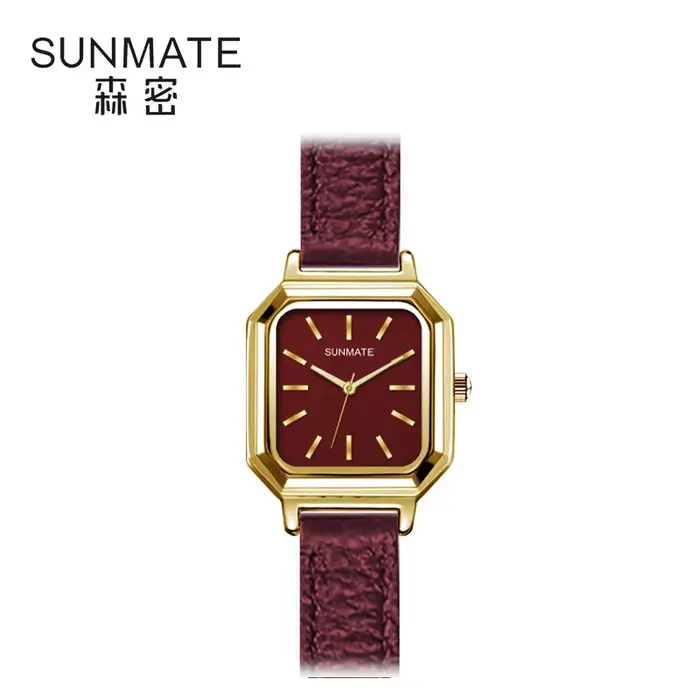 SUNMATE Montre à quartz vintage de luxe pour femme avec bracelet en cuir véritable, un cadeau parfai
