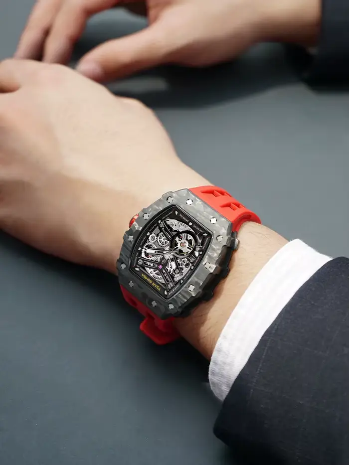 Montre automatique TSAR BOMBA avec cadran squelette résistante à l'eau pour hommes occasions spéciales cadeaux pour père mari ou amant