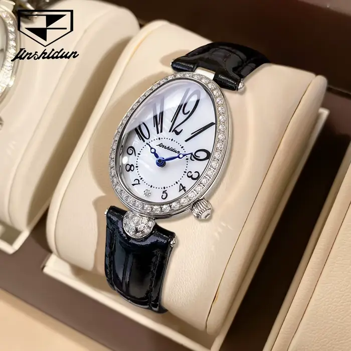 JSDUN 8827 femmes Montre de luxe diamant cadran numérique étanche bracelet en cuir haut de gamme mod